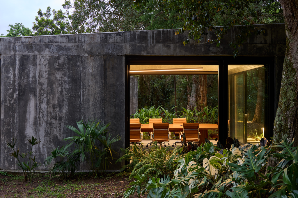 Estas oficinas son una serie de volúmenes inmersos en la naturaleza Estas oficinas son una serie de volúmenes inmersos en la naturaleza