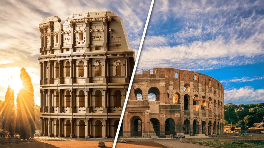 Comparativa entre el lego y el el coliseo real