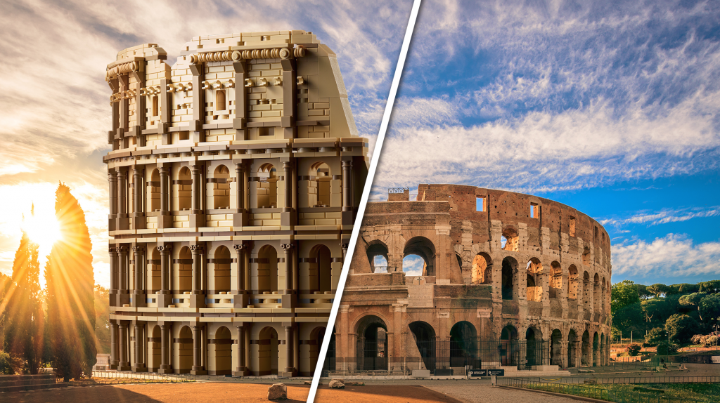 Comparativa entre el lego y el el coliseo real
