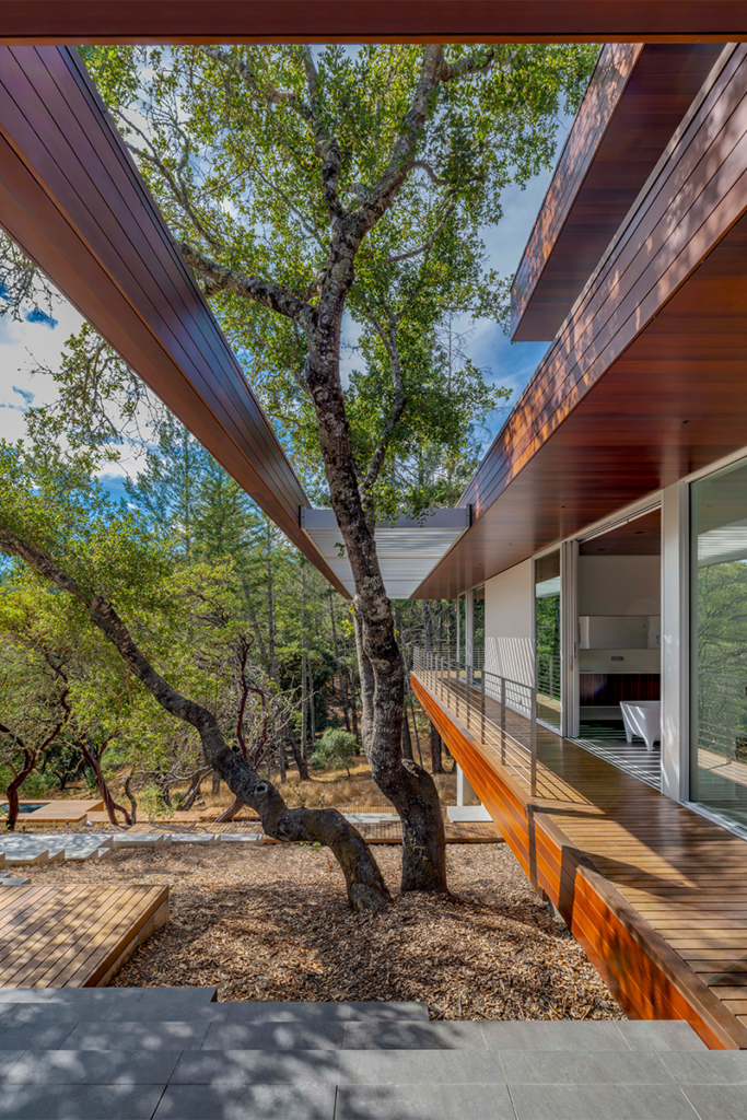 El lujo de esta casa en estados unidos es convivir entre una de robles y viñedos