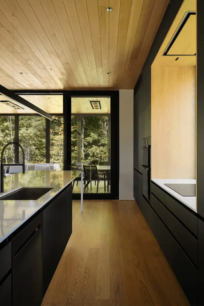 La arquitectura de esta casa entabla un diálogo entre el lago y el bosque 