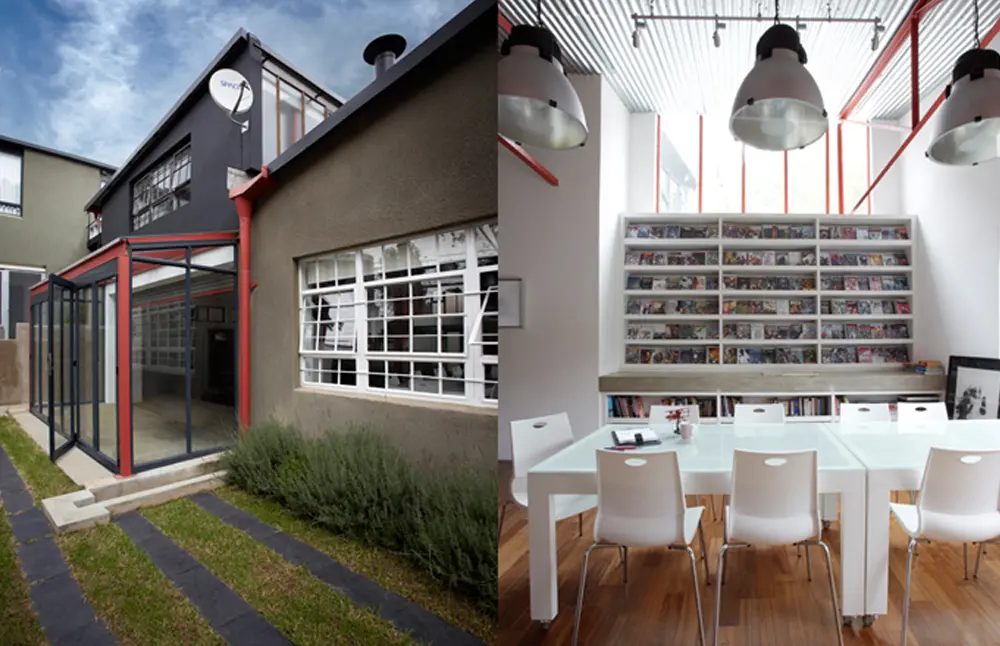 Loft industrial de estilo sudafricano Una antigua fábrica abandonada en el área de milpark, en la ciudad de johannesburgo, sudáfrica, se convirtió en un sofisticado loft de doble altura.