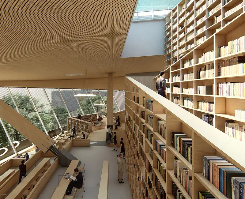 Esta biblioteca sostenible en corea del sur se postula como la más sorprendente del mundo