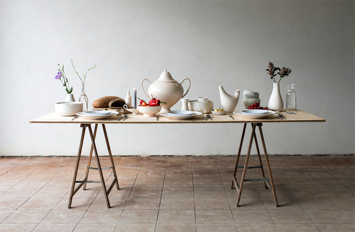 Vajilla cerámica por COR UNUM, expositores en Ventura Lambrate, 2015.