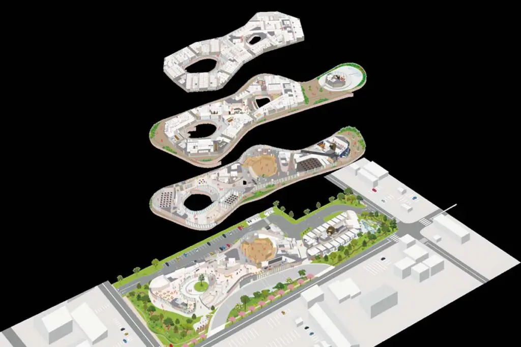 Un edificio en japón con una arquitectura en la que convive la inspiración colectiva