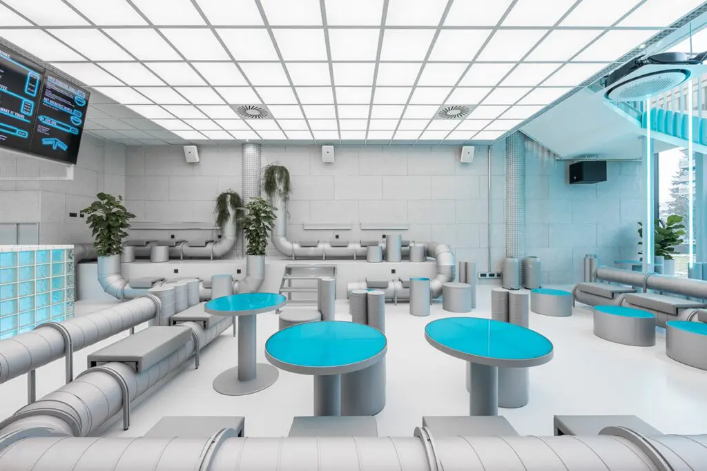 Entrar a este gimnasio es sumergirse en una discoteca futurista de ‘techno’ y ‘cyberpunk’