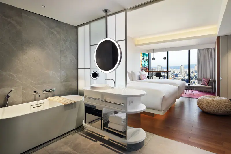 Press kit | 1472-04 - press release | designed by concrete, w hotel osaka opens its doors - concrete - commercial interior design - guestroom - photo credit: marriott international