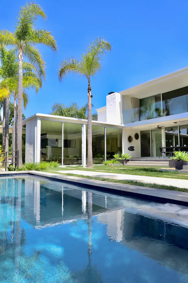 Press kit | 2933-04 - press release | midcentury modern remodel in beverly hills - heusch inc - residential architecture - patio and new pool - photo credit: gerhard heusch