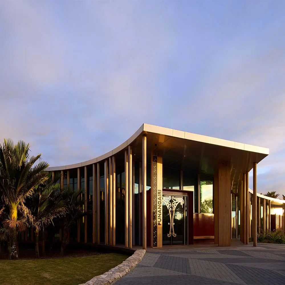 Este es un centro de visitantes inspirado en la cultura maorí