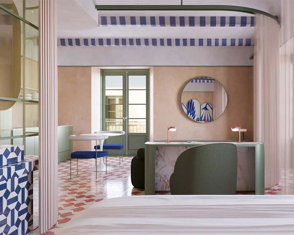 Una obra con tres apartamentos donde la cerámica y el color articulan el espacio