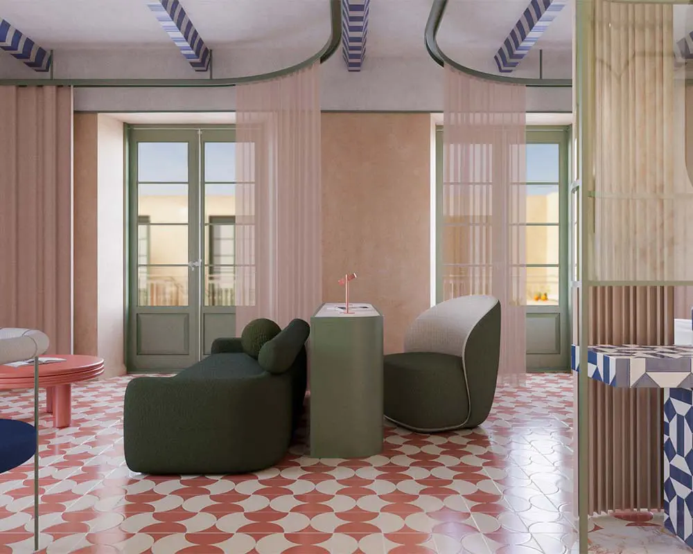 Una obra con tres apartamentos donde la cerámica y el color articulan el espacio