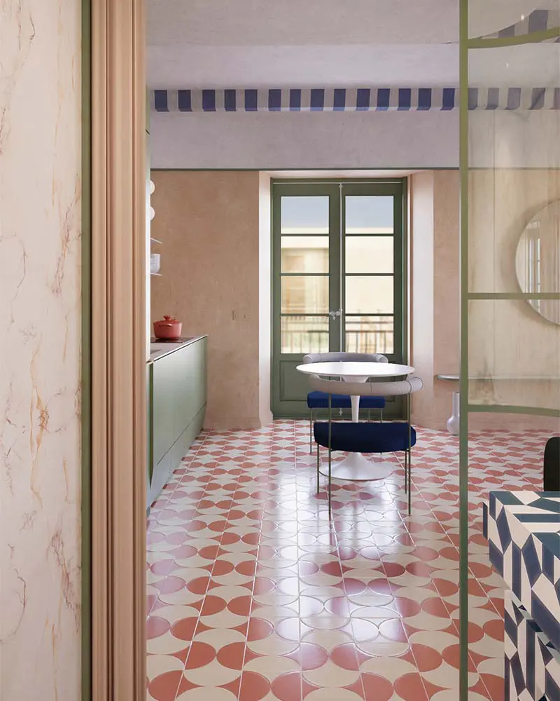 Una obra con tres apartamentos donde la cerámica y el color articulan el espacio