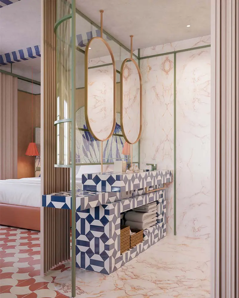 Una obra con tres apartamentos donde la cerámica y el color articulan el espacio