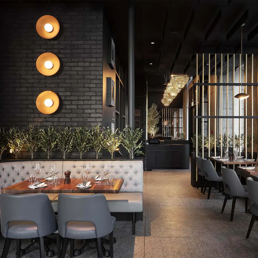 Un restaurante con una decoración ecléctica que revive un edificio de los años 90