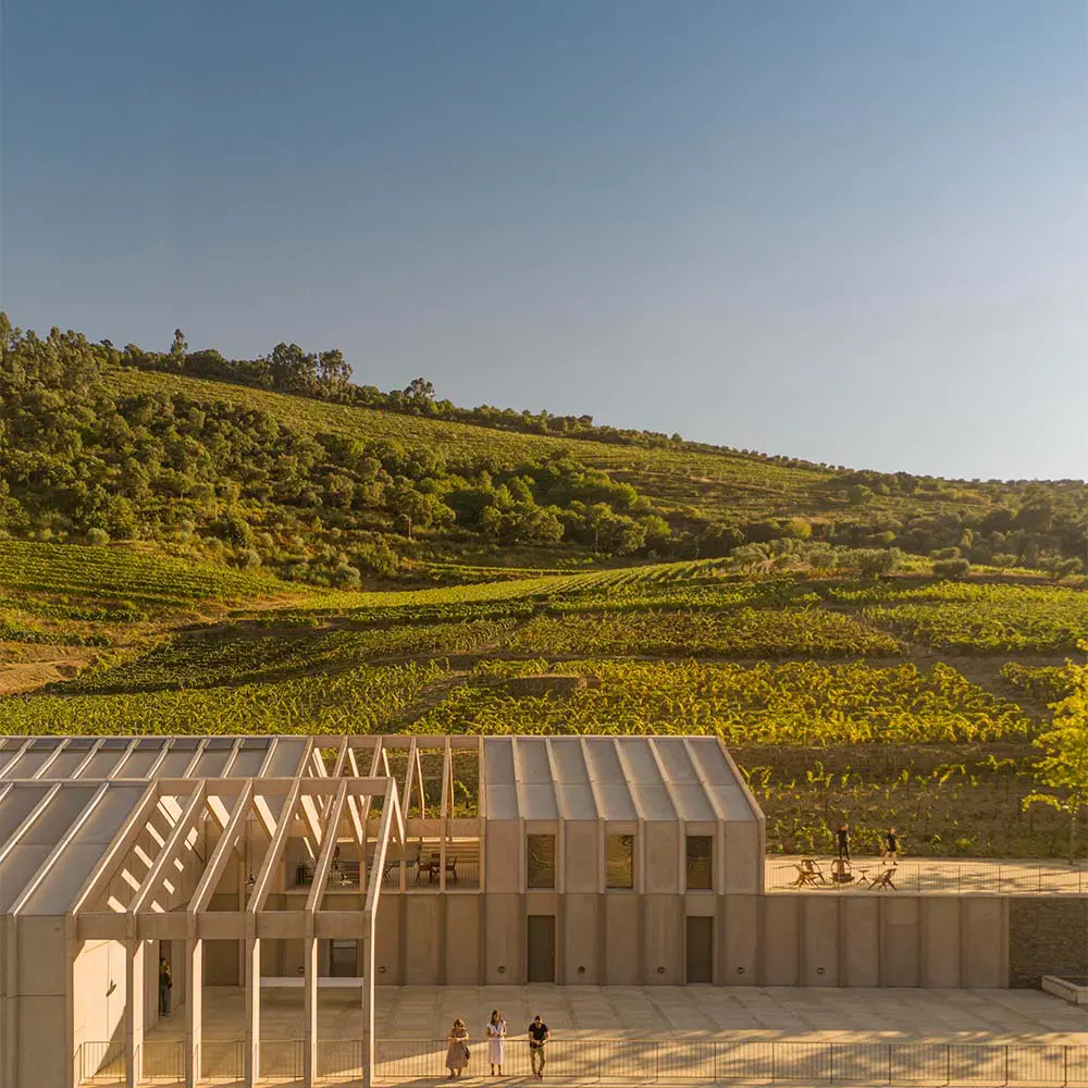 La bodega en portugal con un diseño inspirado en las curvas de los viñedos