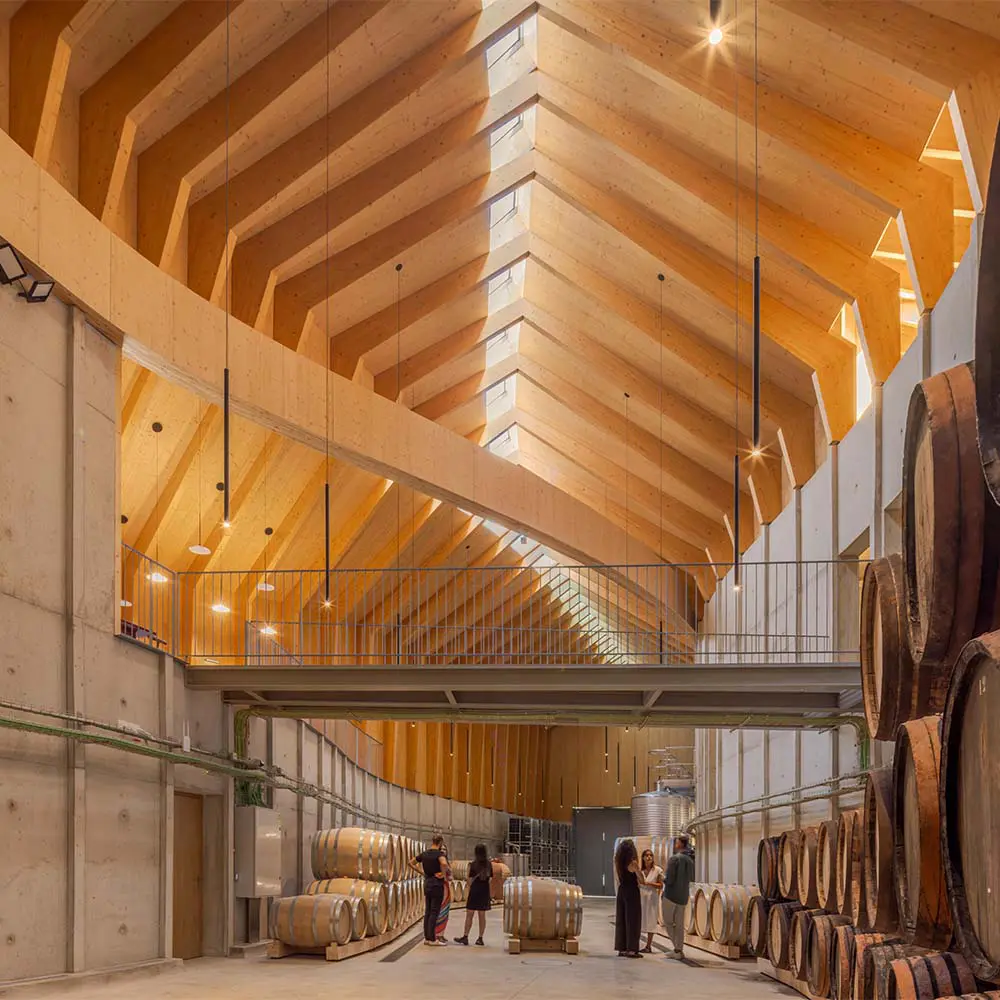 La bodega en portugal con un diseño inspirado en las curvas de los viñedos