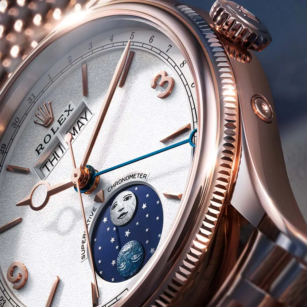 Un rolex que une la precisión mecánica con la magia de las fases lunares