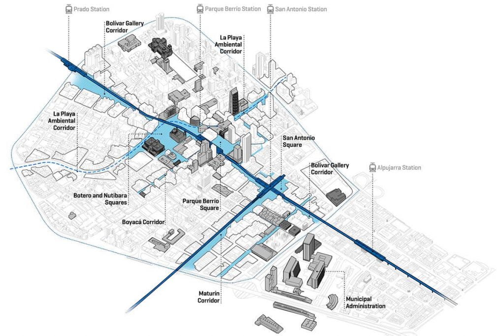 Plano de la renovación del centro de Medellín